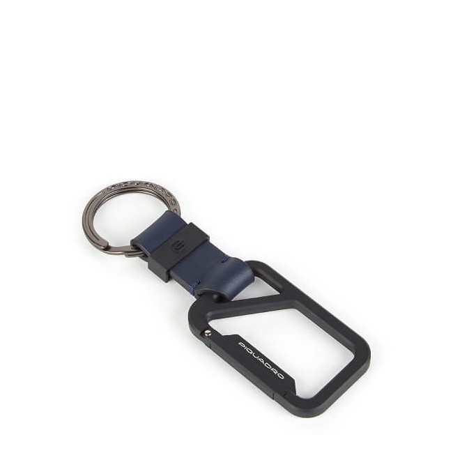 Piquadro PQJ keyring with double blue carabiner