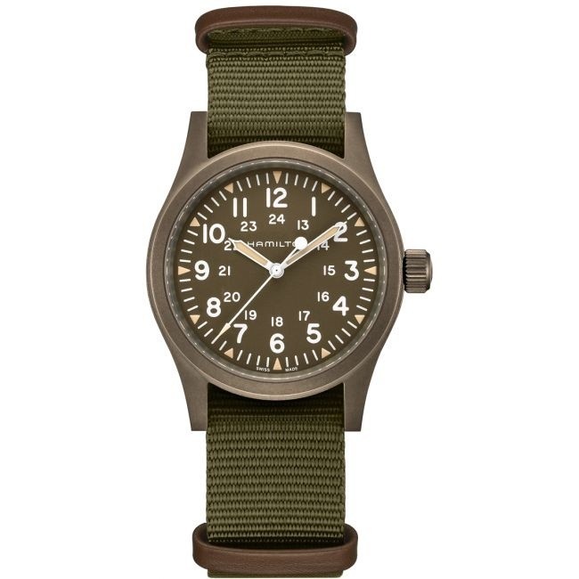 Militärgrüne Hamilton Khaki Field mechanische Uhr