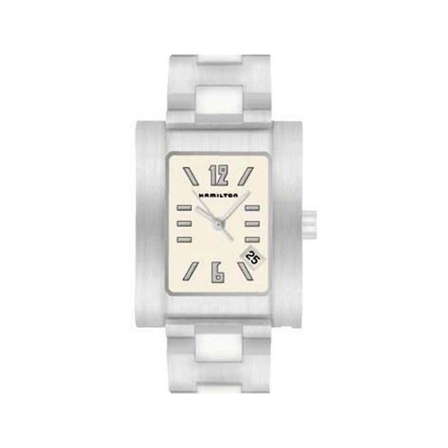 Weiße rechteckige Hamilton Uhr H001000053