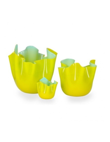 Venini vase Medium yellow and light blue handkerchief 700.02