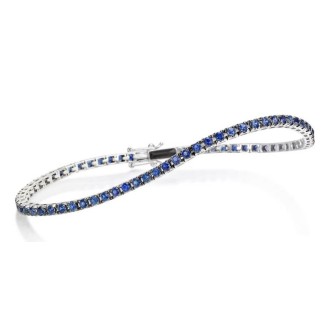 Bracciale Tennis Polello in oro bianco e Zaffiri blu