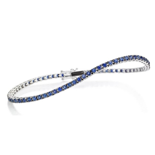 Tennis bracelet white gold and sapphire blue Polello
