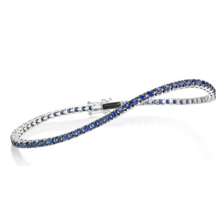 Bracciale Tennis Polello in oro bianco e Zaffiri blu