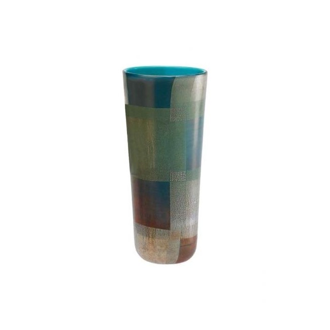 Venini Torcello Vase Aquamarin / Blattgold und Blattsilber - 515.60