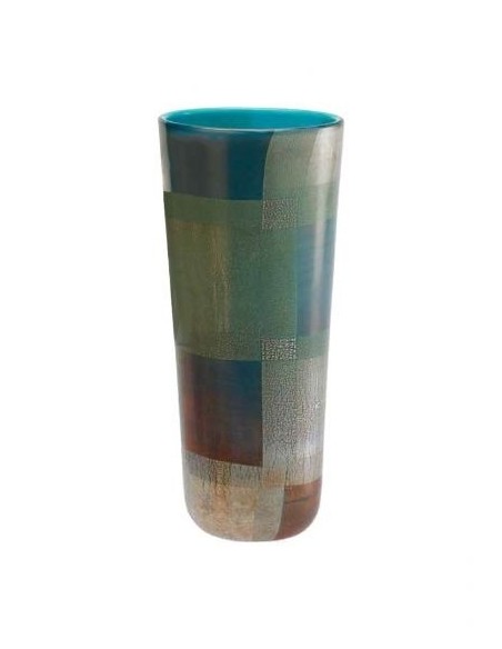Venini Torcello Vase Aquamarin / Blattgold und Blattsilber - 515.60