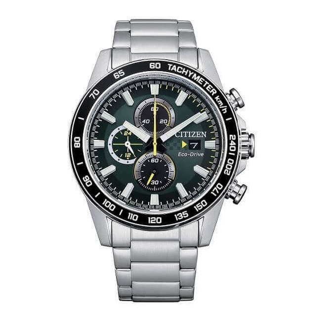 Citizen Chrono Racing Eco drive green watch CA0780-87X