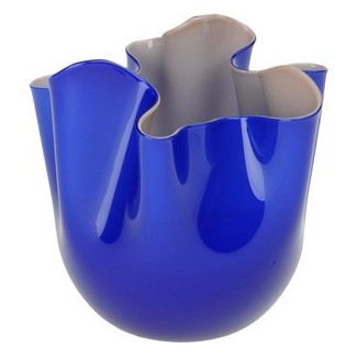 Venini mittelblaue und graue Taschentuchvase 700.02