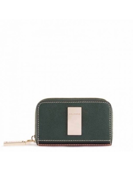 Portachiavi astuccio Piquadro Dafne verde e cuoio PC4331DF/VECU