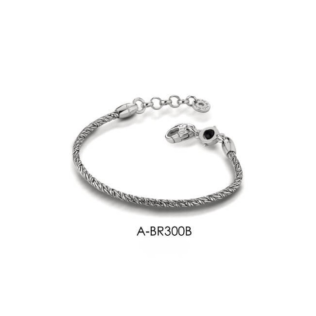 Ananda silver cord bracelet with onyx A-BR300B