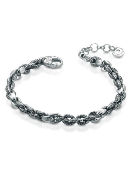 Ananda bracelet in burnished silver with chain A-BR277B