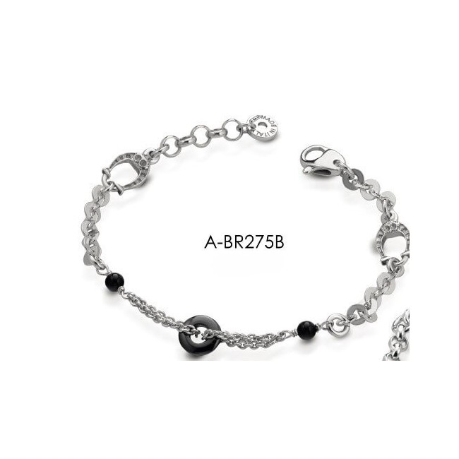 Ananda bracelet in silver with hematite and onyx A-BR275B