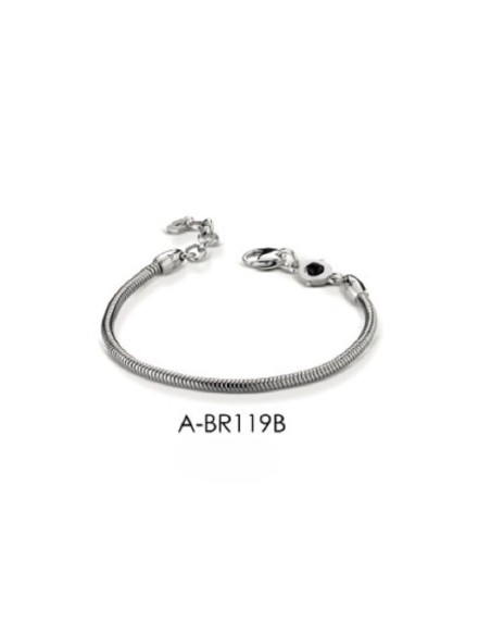 Ananda Armband aus silbernem Schlangenglied mit Onyx A-BR3119B