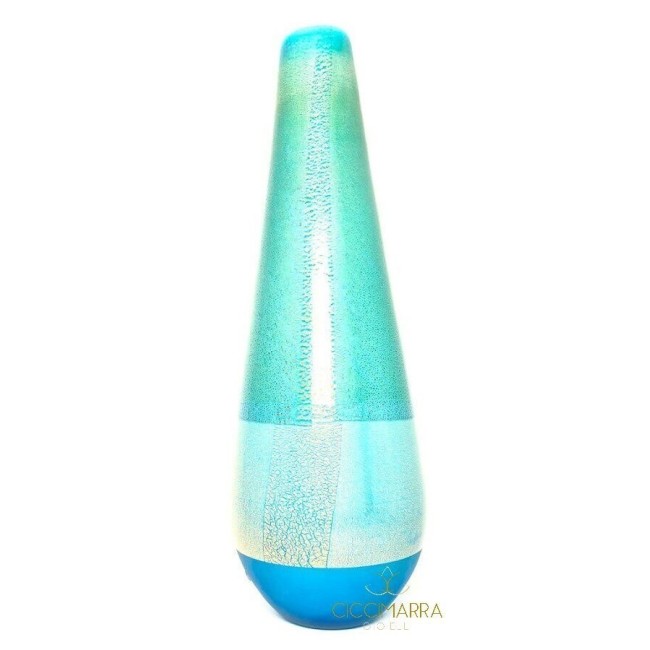 Vase Venini Quartz Aquamarin und großes Blattgold 514.51