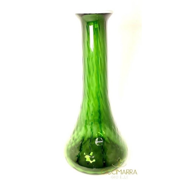 Vaso Venini Monofiore Reticoli piccolo Verde e Filo Bianco 100.53