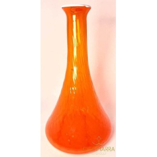 Vaso Venini Monofiore Reticoli grande Arancio e Filo Bianco 100.54