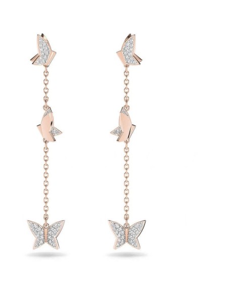 Swarovski Lilia Rosé-Anhängerohrringe mit Schmetterlingen 5636426