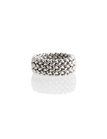 Unoaerre ring with rice grain band in white silver