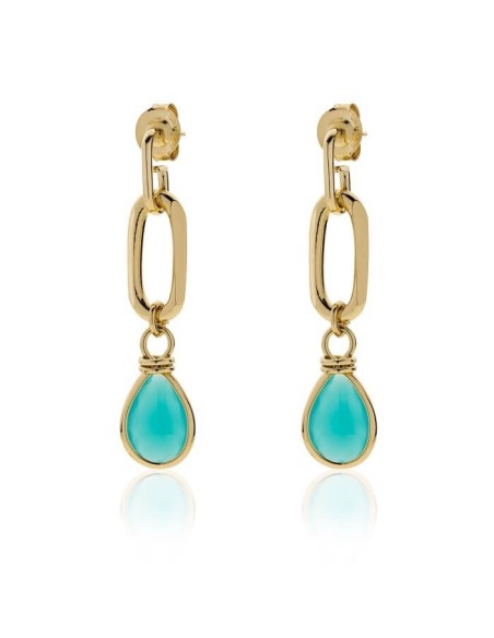 Unoaerre golden earrings with golden and turquoise chain 1AR2038
