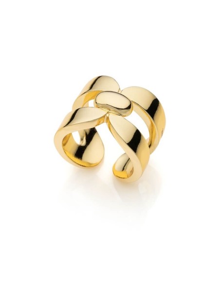 Anello fascia Unoaerre Square in bronzo dorato