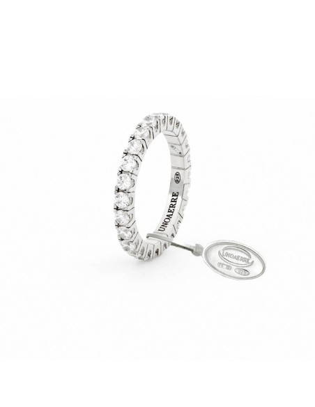 Anello veretta circolare maxi Unoaerre in argento con zirconi