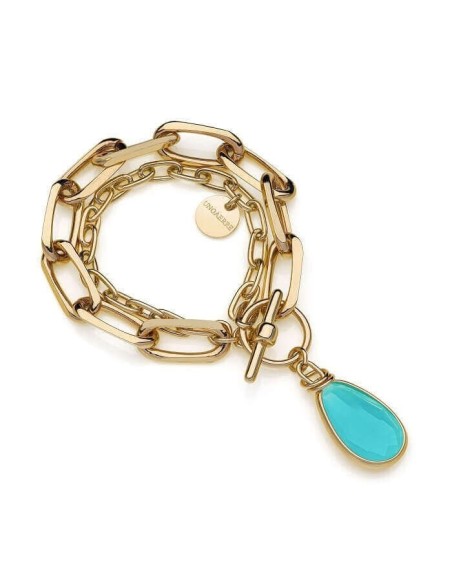 Unoaerre goldenes Doppelkettenarmband und Türkis 1AR2039
