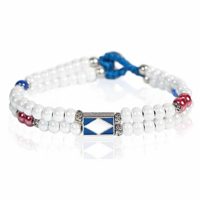 Gerba Double Wile04 Armband mit weißer Murrine und Edelsteinen