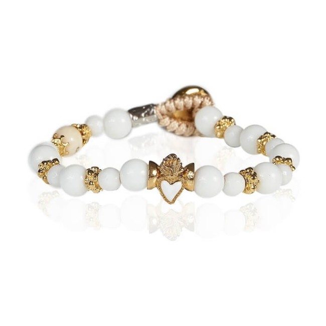 Gerba Lab Woman Bracelet with white agate and heart - LC04