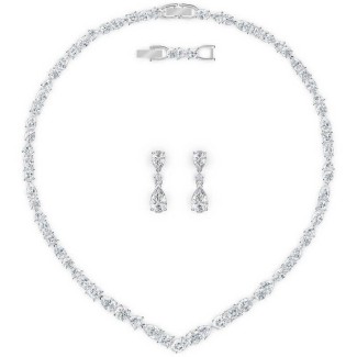 White Swarovski Deluxe Tennis Necklace and Earrings Set 5575495