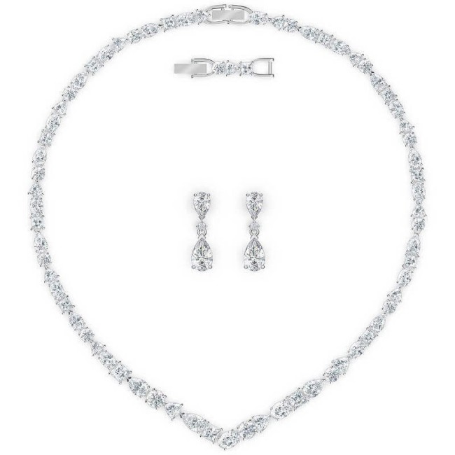White Swarovski Deluxe Tennis Necklace and Earrings Set 5575495