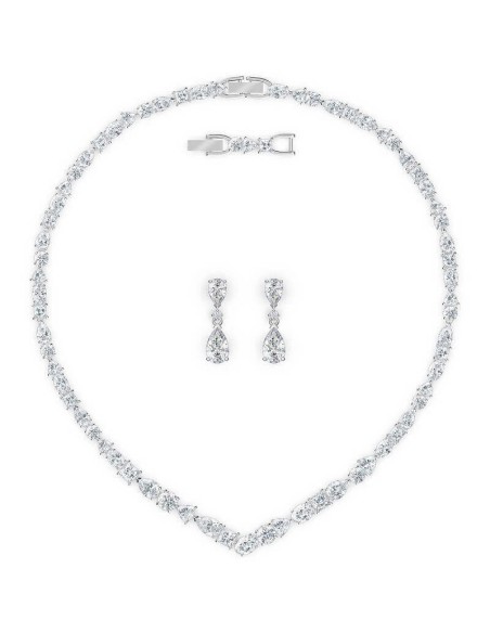 Set collana e orecchini Tennis Deluxe Swarovski bianco 5575495