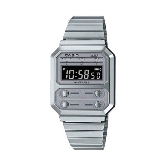 Orologio Casio Vintage rettangolare grigio digitale A100WE-7BEF