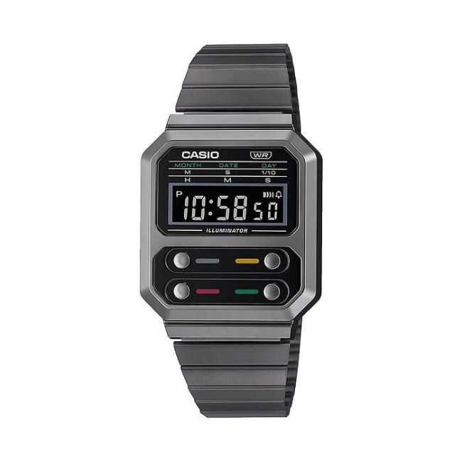 Casio Vintage Rectangular Black Digital A100WEGG-1AEF Watch