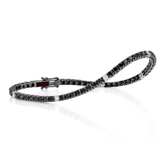 Crieri Lucciole goldenes Tennisarmband mit schwarzen und weißen Diamanten 2,80 ct