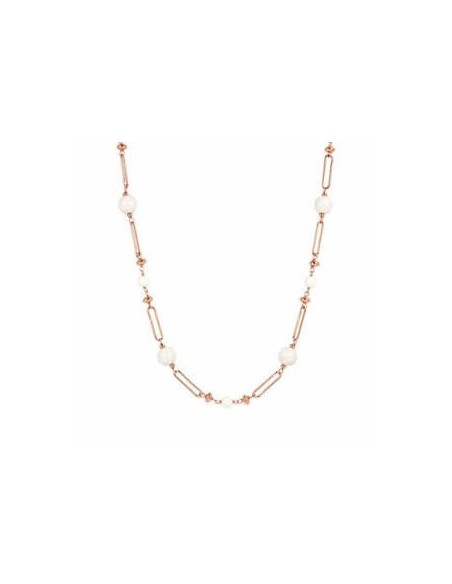 Bronzallure rosé long necklace with white agate WSBZ01948WA