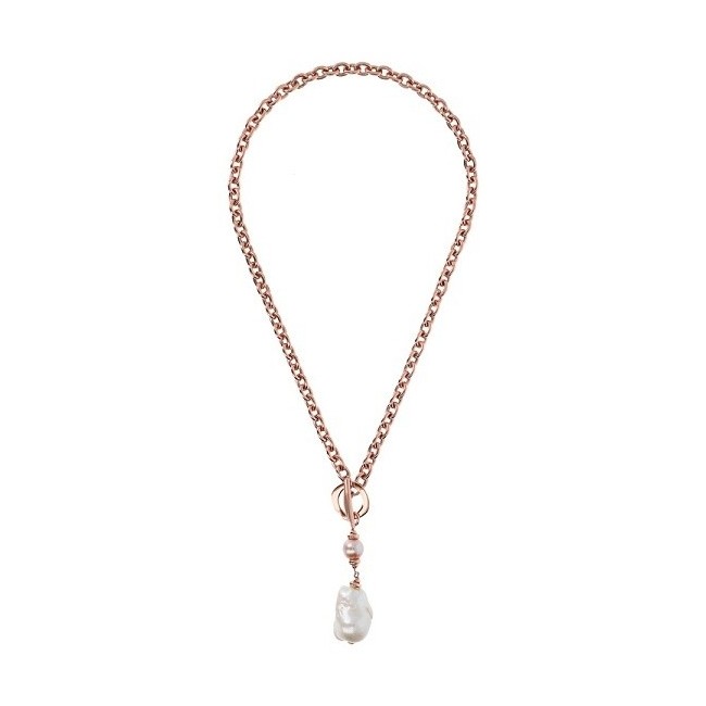 Bronzallure rosé Y-Halskette mit weißer Barockperle WSBZ0690