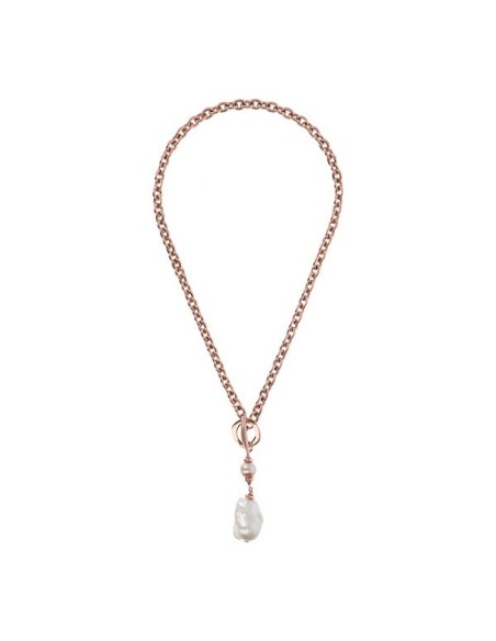 Bronzallure rosé Y necklace with white baroque pearl WSBZ0690