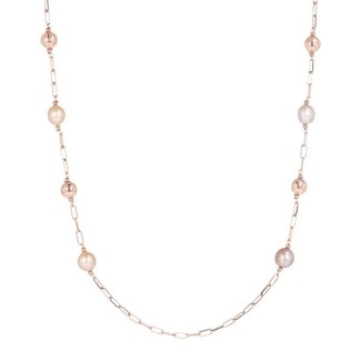Bronzallure necklace with pastel pearls and rosé spheres WSBZ01824