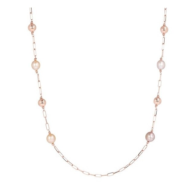 Bronzallure-Halskette mit pastellfarbenen Perlen und roséfarbenen Kugeln WSBZ01824