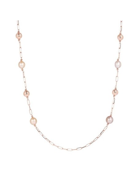 Bronzallure necklace with pastel pearls and rosé spheres WSBZ01824