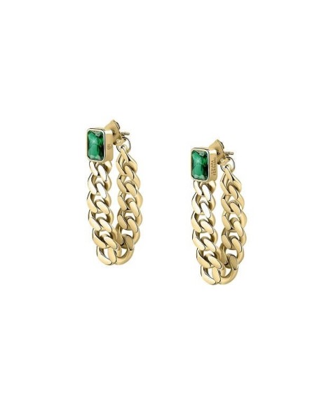 Chiara Ferragni Bossy Chain Ohrringe mit grünem Zirkon J19AUW32