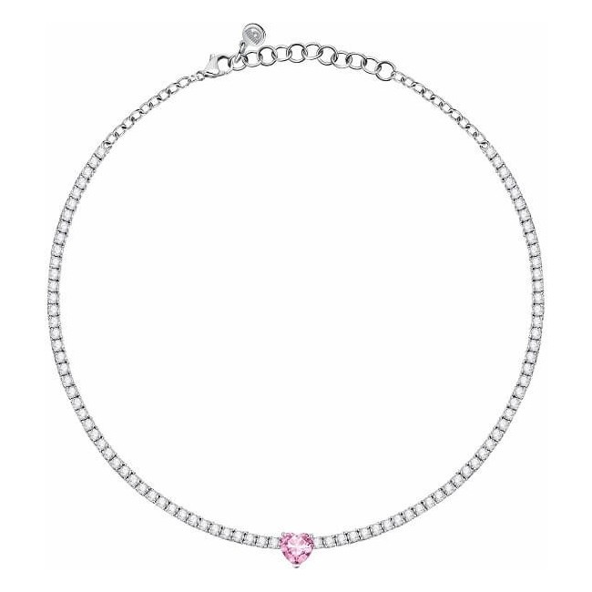 Chiara Ferragni First Love necklace with cubic zirconia and pink heart J19AUV05