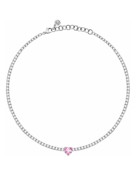 Chiara Ferragni First Love necklace with cubic zirconia and pink heart J19AUV05