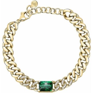 Chiara Ferragni Bossy Chain Armband golden und grüner Stein J19AUW31