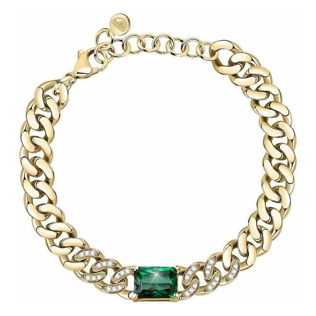 Chiara Ferragni Bossy Chain Armband golden und grüner Stein J19AUW31