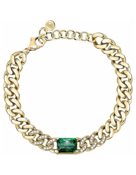 Chiara Ferragni Bossy Chain Armband golden und grüner Stein J19AUW31
