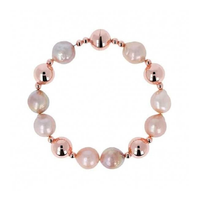 Bronzallure-Armband mit Ming-Perlen und Rosé-Kugeln WSBN00044