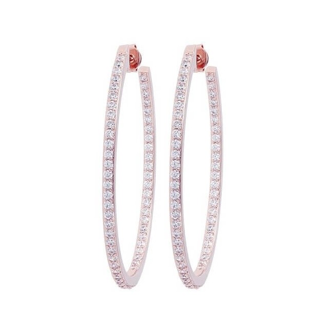 Bronzallure oval earrings with white zircons WSBZ00587 WR