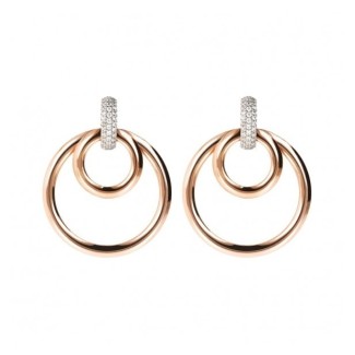 Bronzallure double circle rosè earrings with pavè WSBZ01676 W