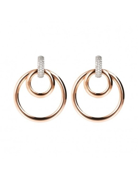Bronzallure Double Circle Rosè Ohrringe mit Pavè WSBZ01676 W
