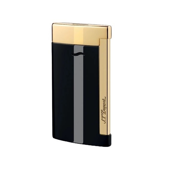 Dupont Feuerzeug Slim7 schwarz-goldene Linie - 027708